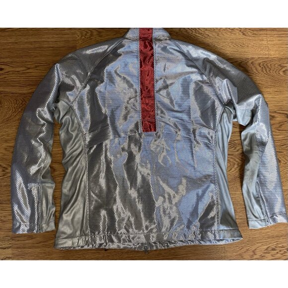 Vtg Y2K 2004 Nike Womens Metallic Silver Full Zip Jacket Size Medium - Picture 9 of 9